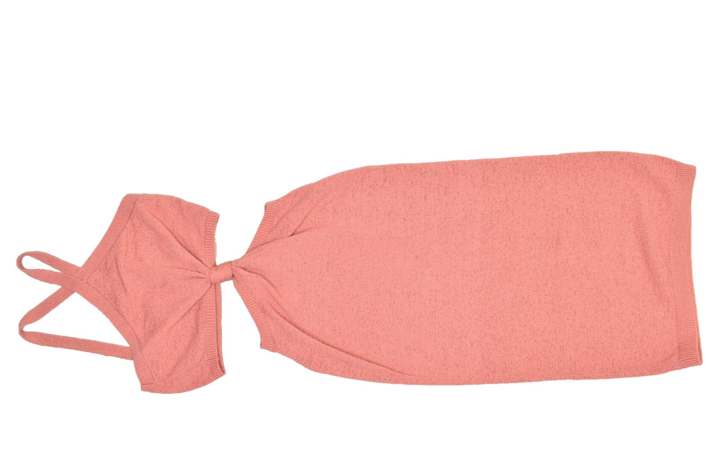 EXPRESS Women's Pink Knit Cutout Bodycon Dress Size L W/ Bow Accent